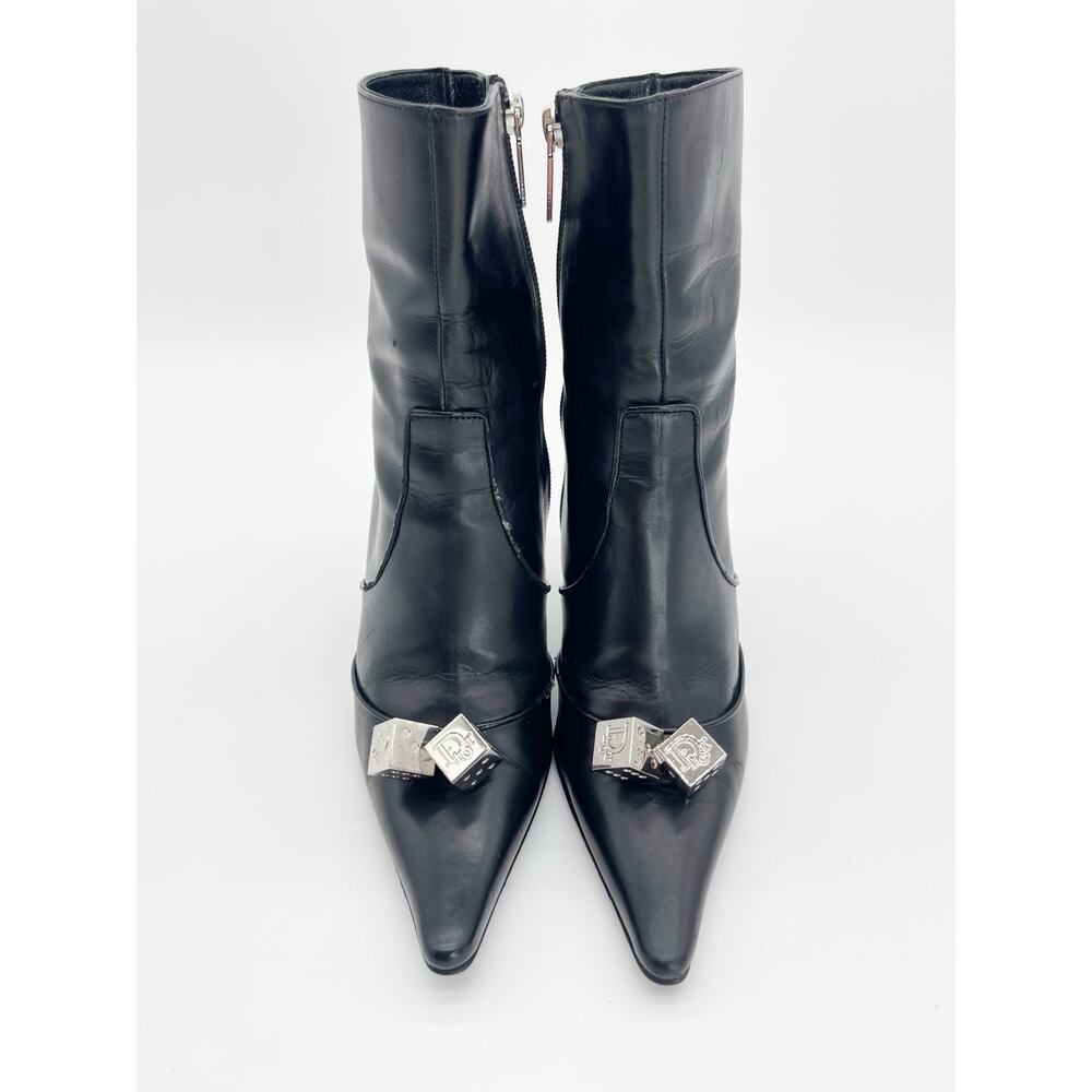 Dior Vintage Galliano Era Black Gambler Dice Pointed Toe Ankle Boots EU 37.5 - Picture 6 of 16